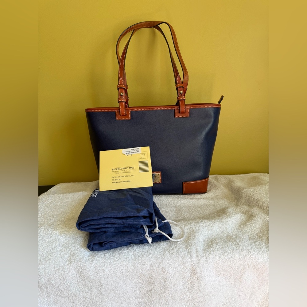 Dooney & Burke Navy and Brown Tote Bag